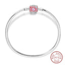 Sterling Silver Snake Chain Heart-shaped