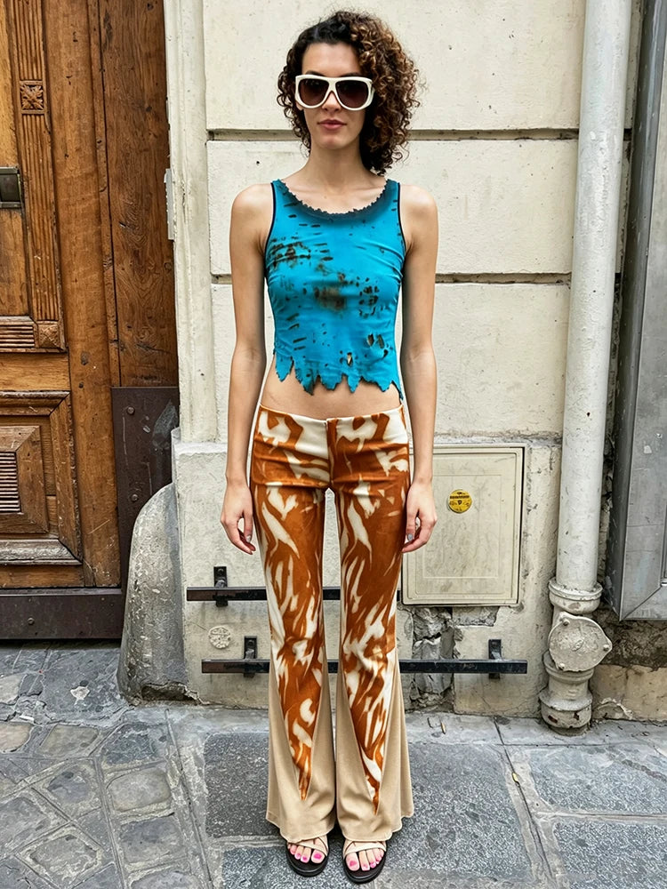 NIBBER Art Print Ruched Pants