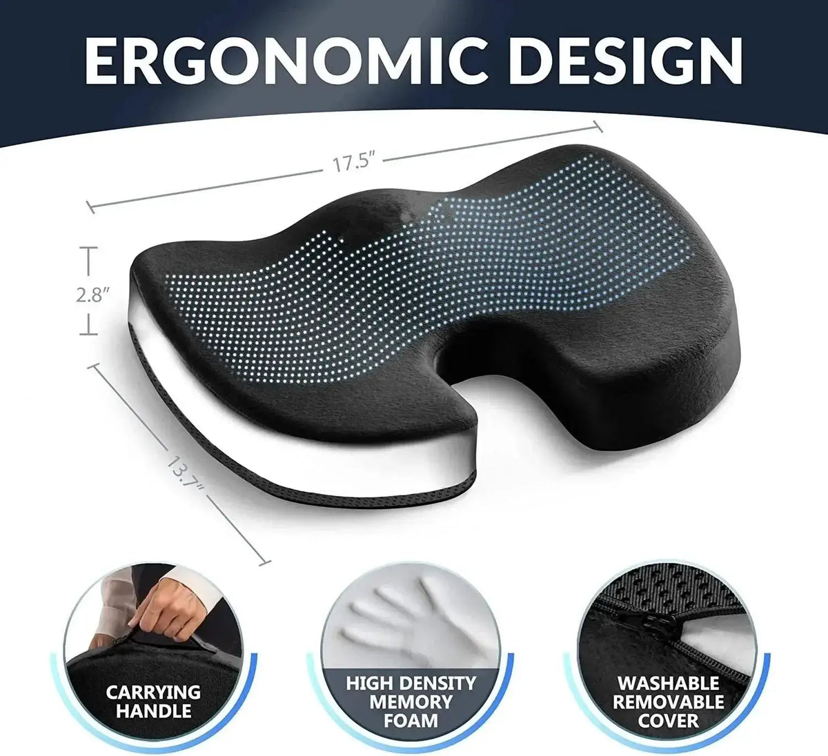 Orthopedic Gel Memory Foam Seat Cushion For Pain Relief