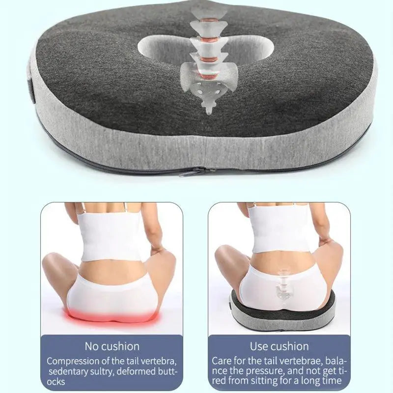 Ergonomic Memory Foam Seat Cushion for Tailbone Pain Relief