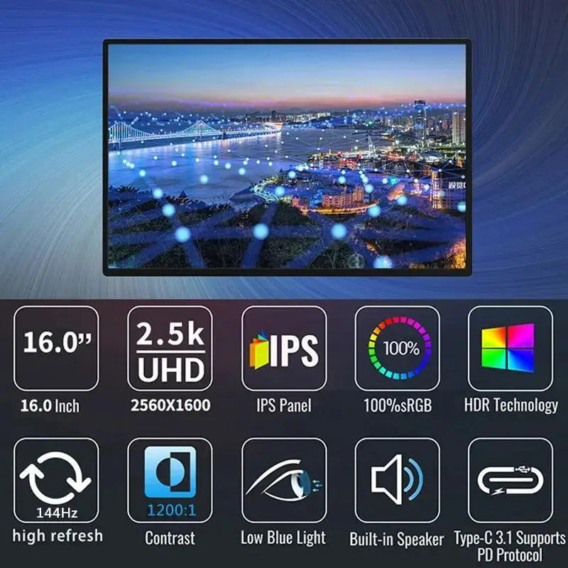 Bimawen Portable Gaming Monitor 144Hz Immersive Visuals
