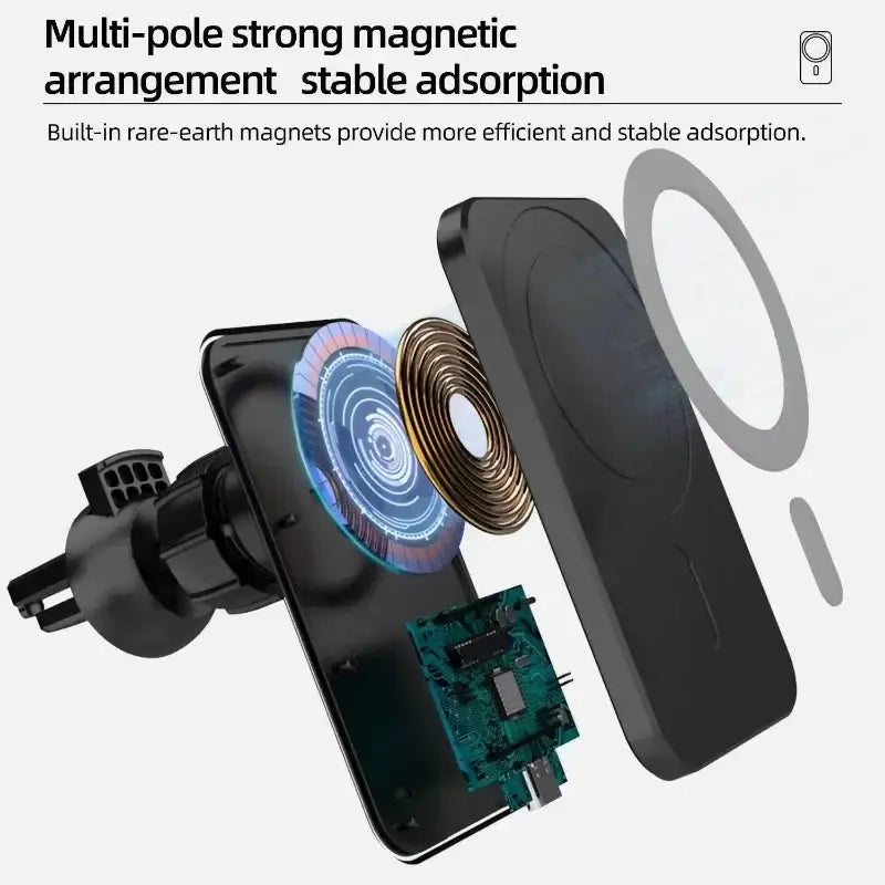15W Magnetic Car Charger Type C Wireless Mount Holder