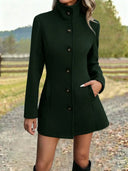 Long Stand Collar Patchwork Coat