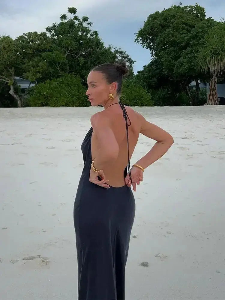 Sultry Backless Maxi Dress For Stylish Women Clubwear