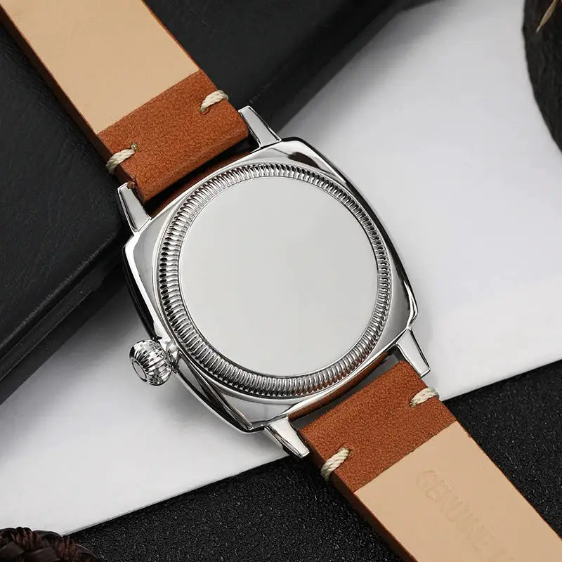 Militado ML03 Vintage Watch VD78 Quartz Movement Square Case Retro Wristwatch 100M Waterproof Leather Strap Sapphire Watch
