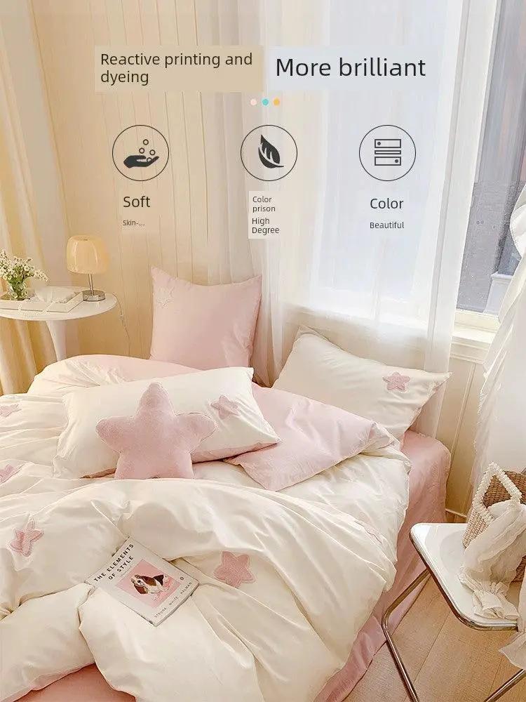 Young Adult Heart Princess Cotton Bedding Set Four Piece