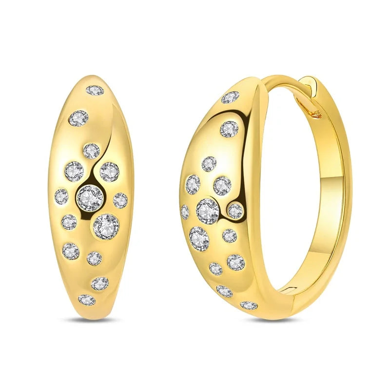 Sterling Silver Hoop Earrings Golden