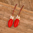 Oval Gemstone Earrings Natural Red Agate Amethyst Handmade Jewelry For Women