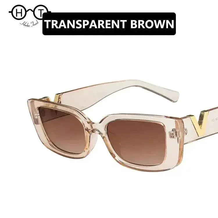 Vintage Retro Rectangle Sunglasses For Women Black Frame