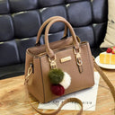 Vintage PU Leather Ladies Handbag With Plush Tassel Crossbody Bag