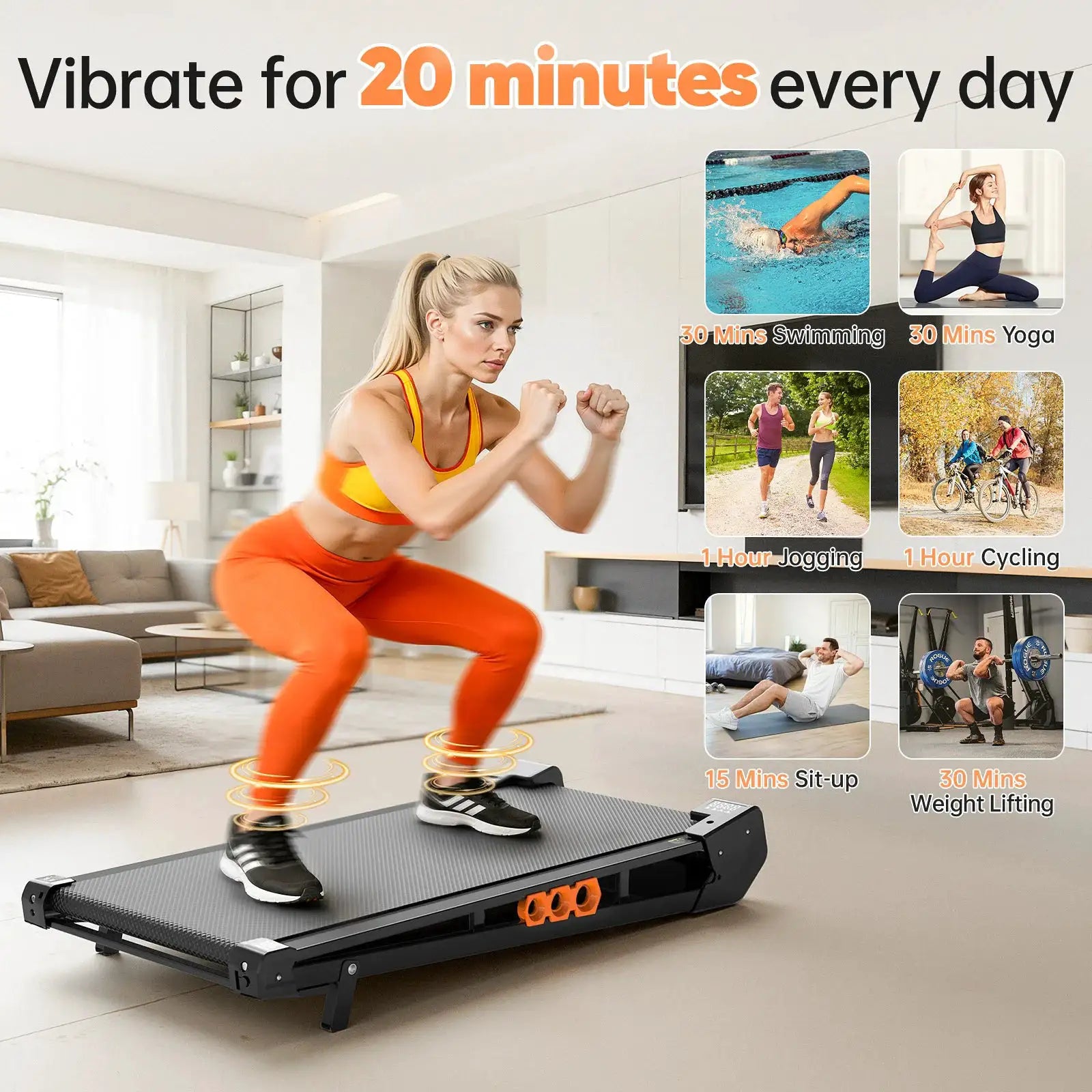 AKLUER Walking Vibration Pad with Incline, Low Noise Treadmill with Remote Control, 300lbs Capacity, 2.5HP Servo Motor, 4 Vibration Modes, Wider Belt Area, LED Display, Symmetrical Safe Design, Lightweight 13KG Easy Storage,