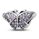 Silver Plated Purple Charm Flower