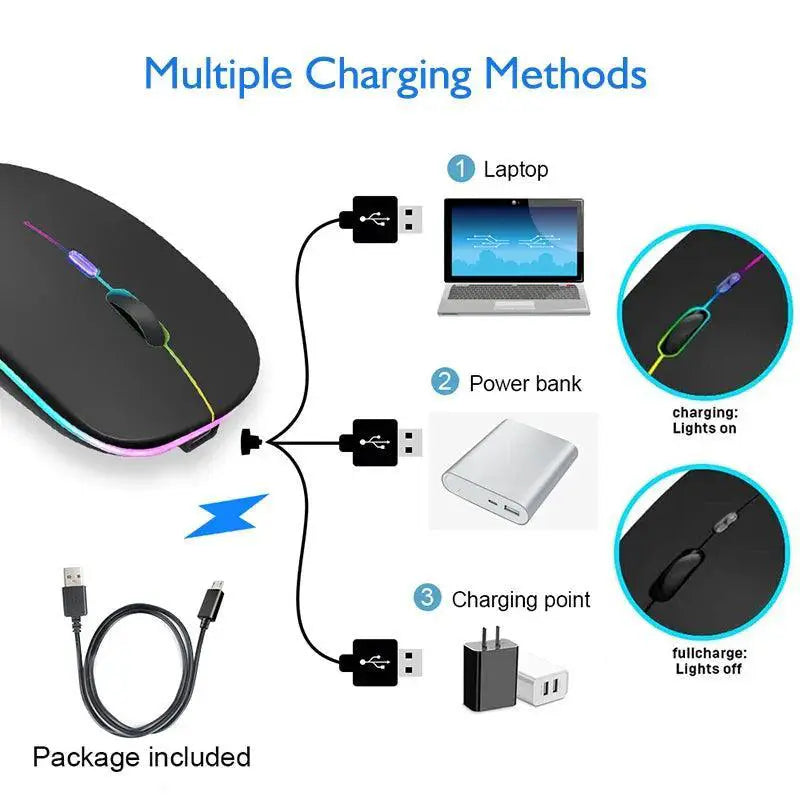 Stylish Rechargeable RGB Bluetooth Mouse for Laptop and PC
