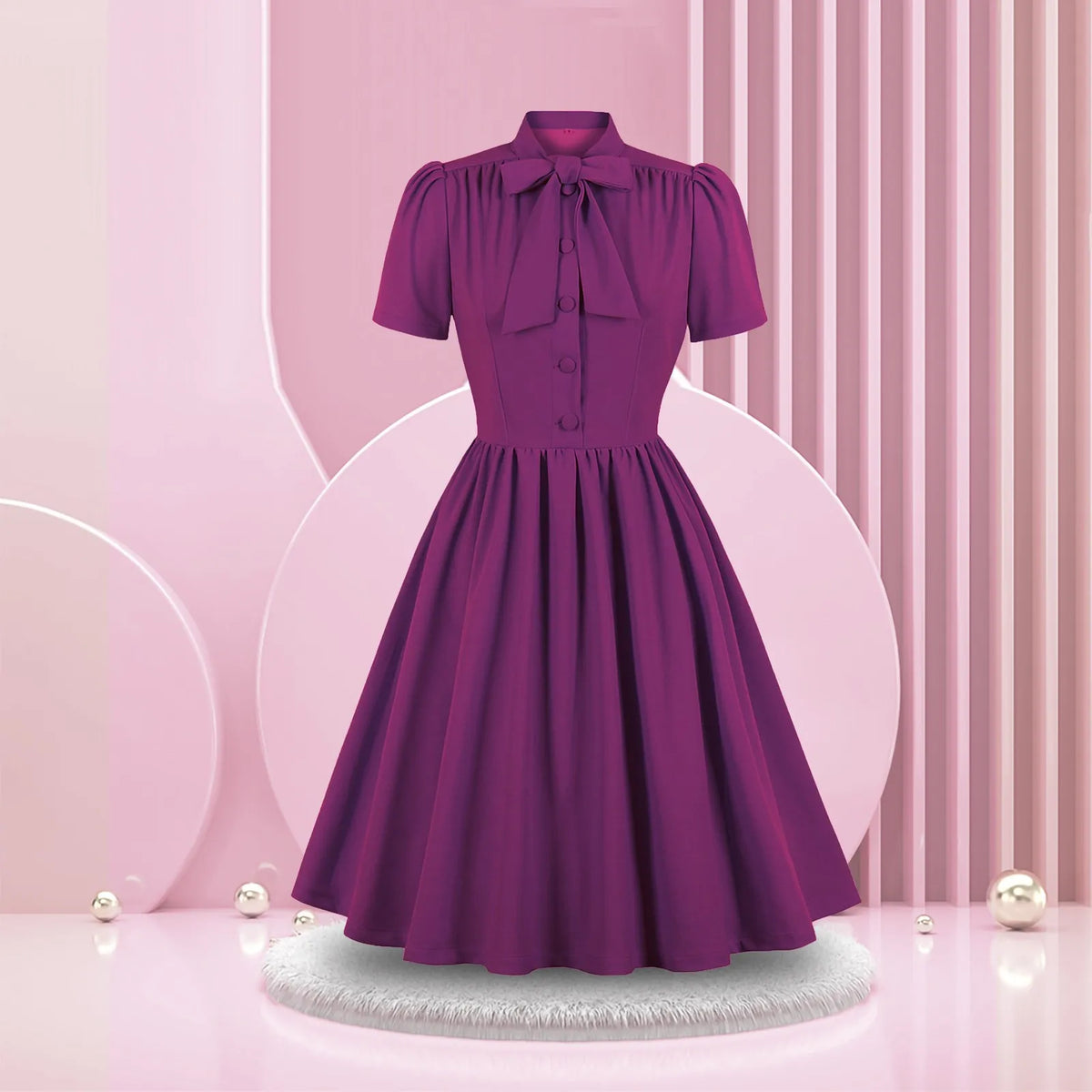 Preppy Bow Lapel Maxi Dress