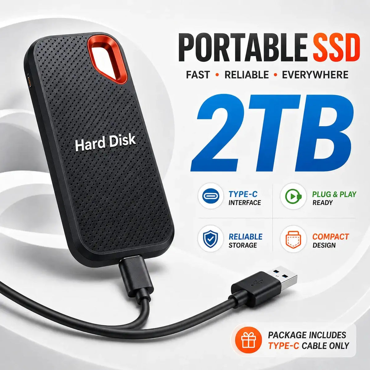 Mini Portable External Hard Drive SSD Type-C Backup Drive — product view 11
