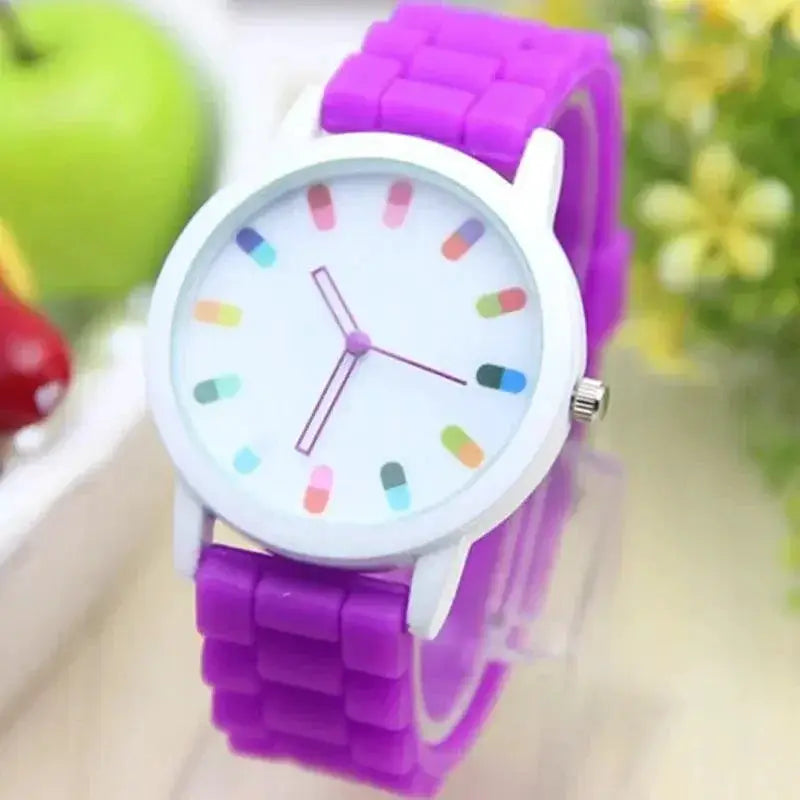 Elegant White Green Jelly Watch For Women Timepiece