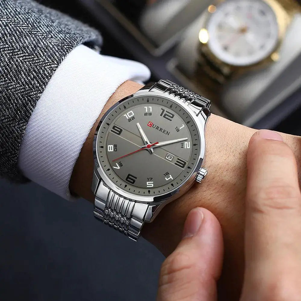 Stainless Steel Quartz Watch Timepiece Luminous Hands