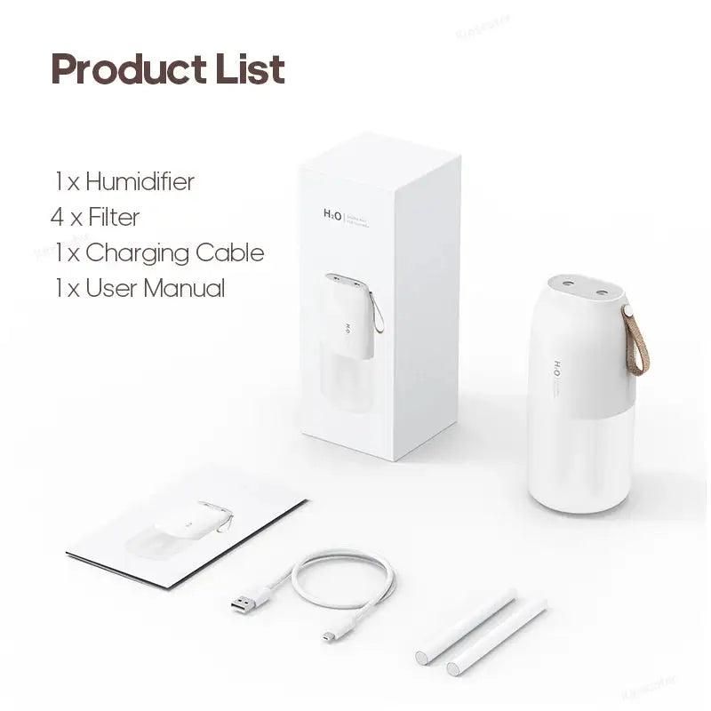 KINSCOTER Ultrasonic Air Humidifier 300ml 2000mAh Battery USB Sprayer Diffuser Releases Smooth Water Mists for Home Office