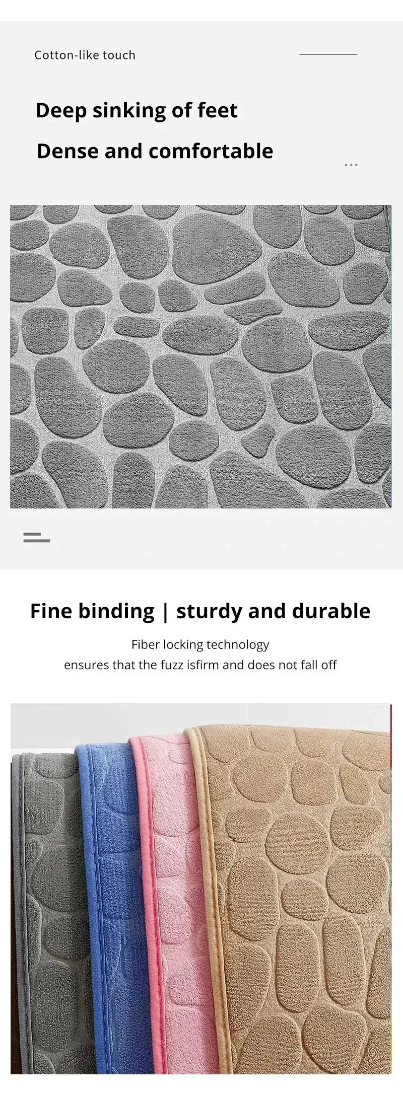 Non Slip Cobblestone Embossed Memory Foam Bath Mat