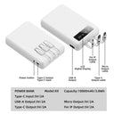 Slim Power Bank - 3 Built In Cables And Display