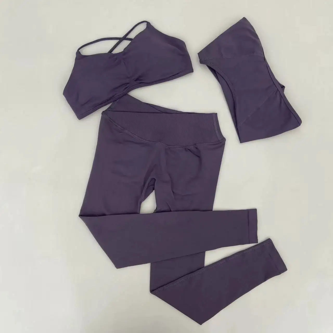 Yoga Vision Shrug 3 Pieces Top Leggings Gym Set Women's Seamless High Elastic Longline Vest Buttock lift Exercise Shorts Set