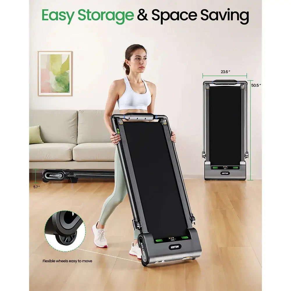 Akluer H1-B Under Desk Treadmill with 13% Auto Incline, 2.5HP Motor, 12km/h Speed, 100x40cm Running Area, 150kg Max Load, LED Display & Remote control, Remote control, touch panel, handle-bar control, Local delivery