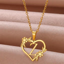 Golden Floral Heart Choker Necklace - Alphabet Jewelry