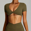 Breathable Backless Crop Top Women Sexy Gym Tee