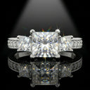 Princess Moissanite Ring in Sterling Silver Three