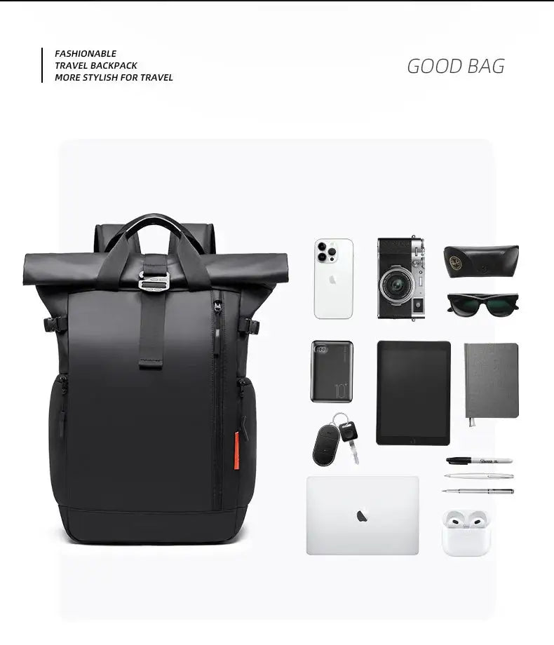 TANGCOOL Waterproof Roll-Top Backpack Large Capacity Expandable 15.6 inch Laptop Bag Leisure Travel Pack Hiking Camping Bags