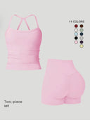 Yoga Set Women Quick Dry Cami High Waist Shorts