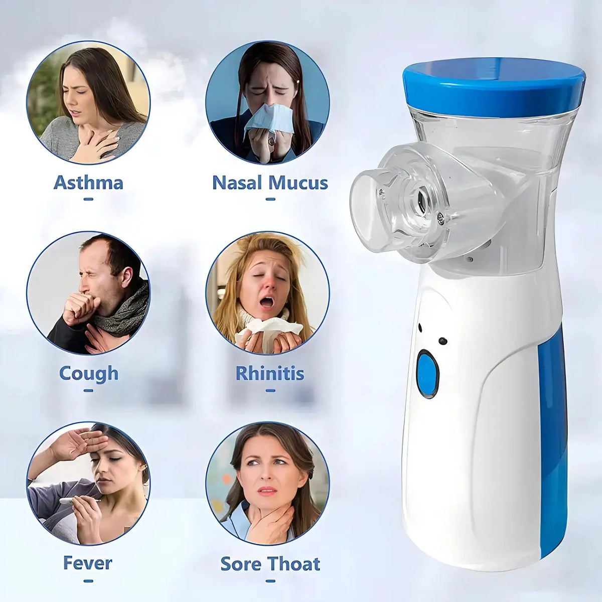 Portable Mesh Nebulizer for Humans & Animals – Silent Ultrasonic Inhaler for Kids, Adults, Pets and Vet Use