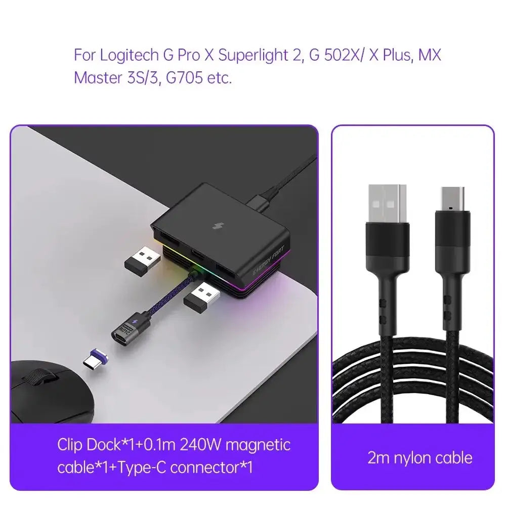 RGB Magnetic Mouse Dock Secure Cable Hub — product view 11