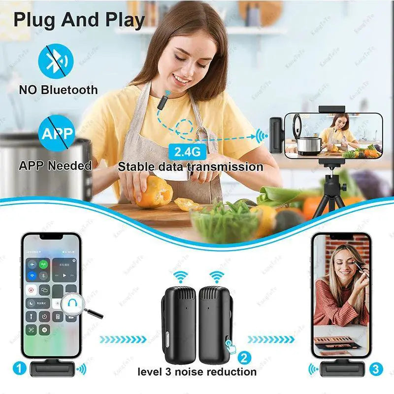 Wireless Lavalier Microphone Crystal Clear Audio Long Range