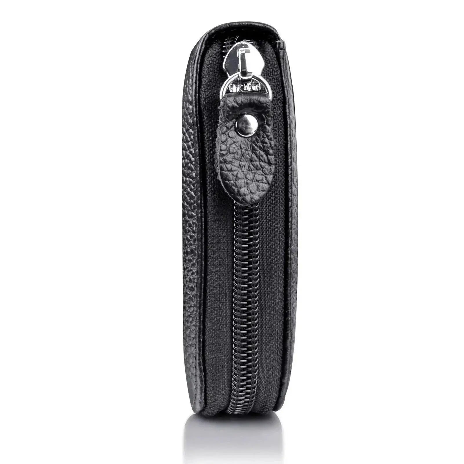 Mens Wallet Genuine PU Leather RFID Blocking Zipper Pocket