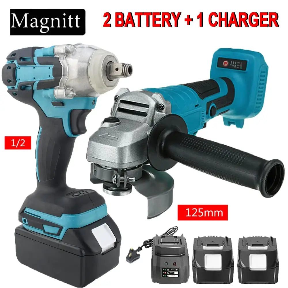 125mm Brushless Electric Angle Grinder Combo Kit Impact Wrench Power Tool For Makita 18V Battery Cordless Power Tool Set
