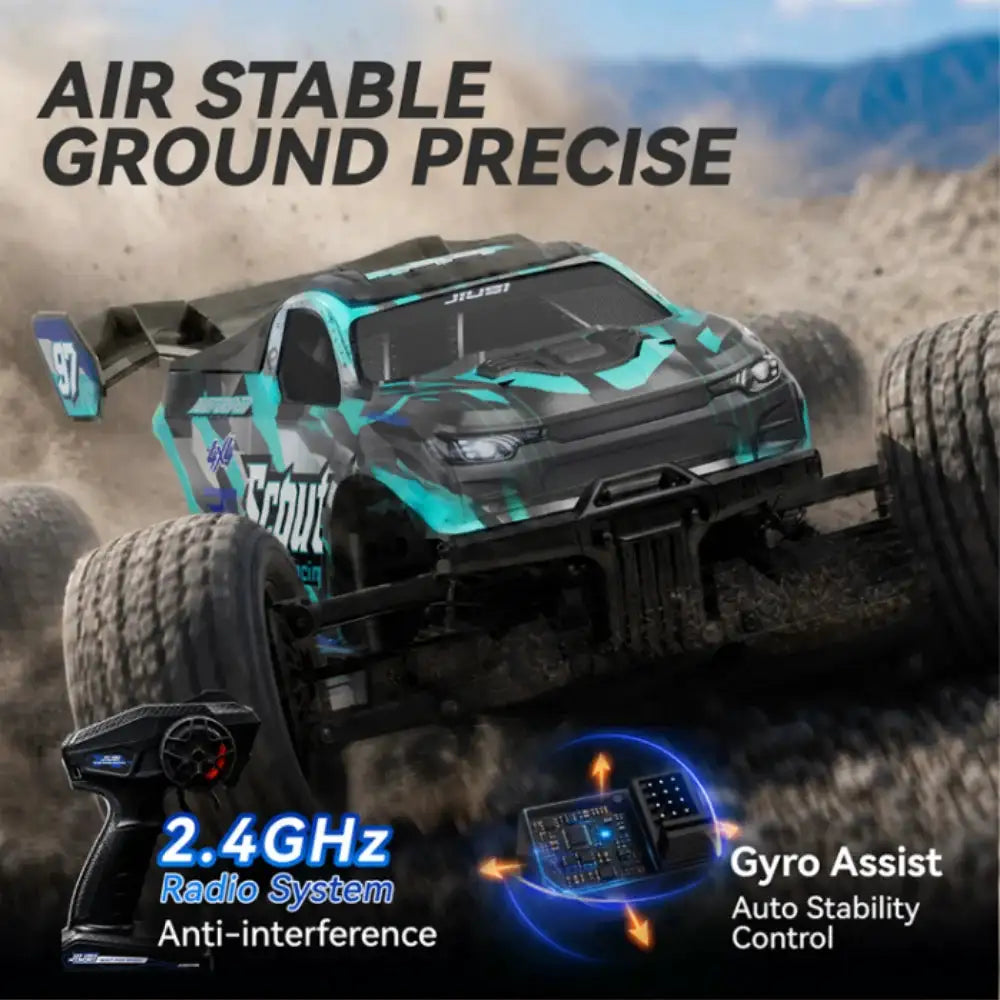 JIUSI SC10 1/10 Brushless RC Car RTR 4WD All Terrain Off Road Truck 50MPH 3S Battery 15KG Servo Gyro Stabilization Fast Charge For Hobby Adults