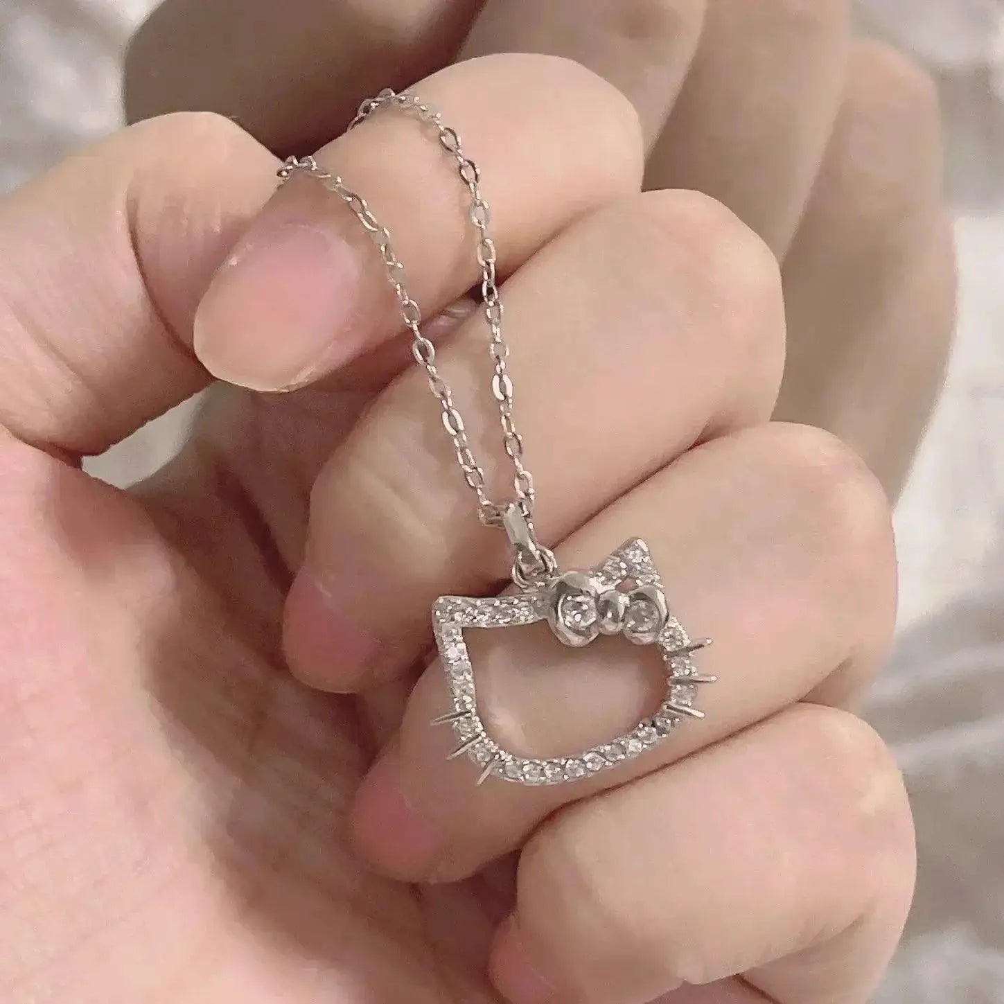 Hello Kitty Zircon Pendant Sparkling Elegance Jewelry