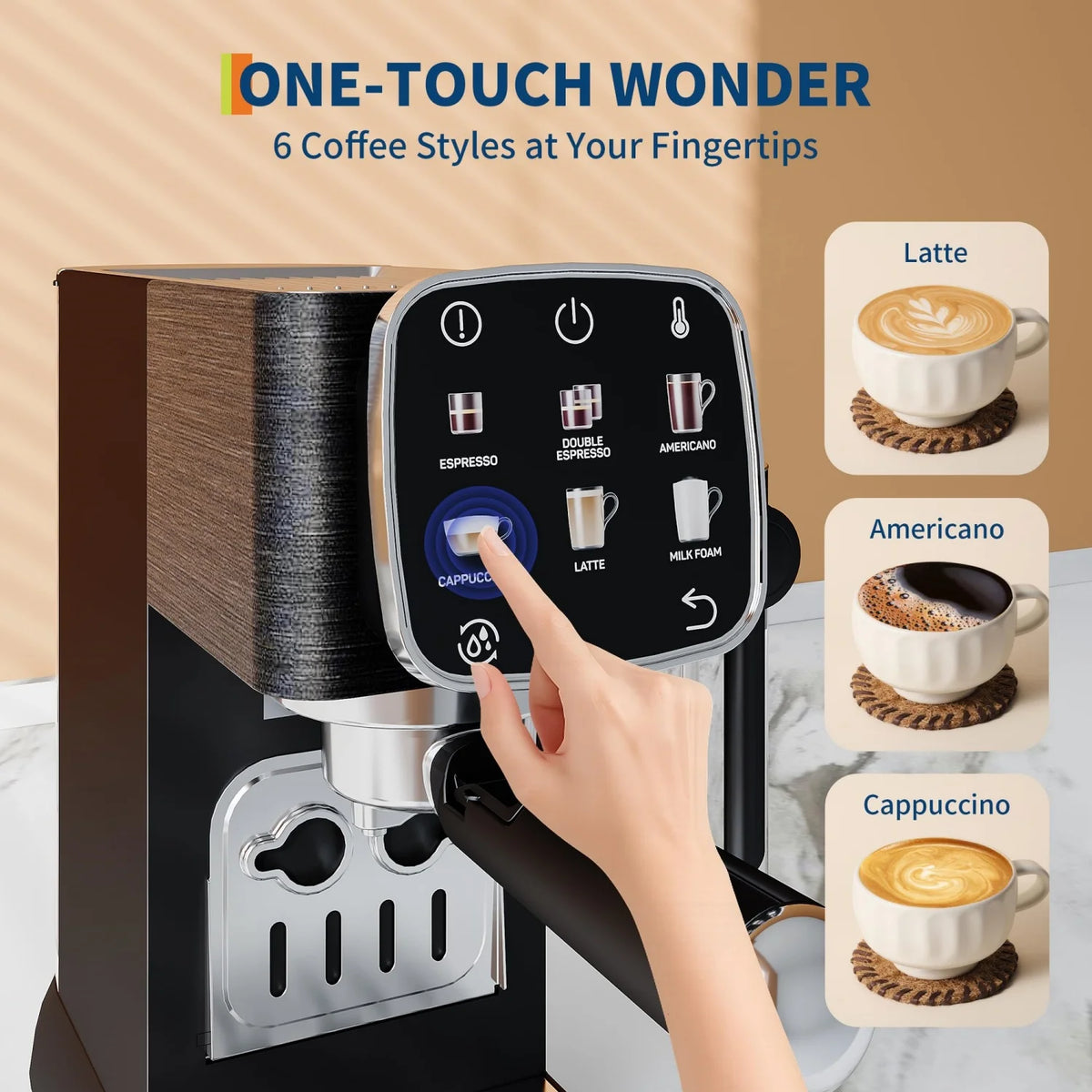 Espresso Machine , Compact Espresso Maker with Steam Milk Frother — product view 2