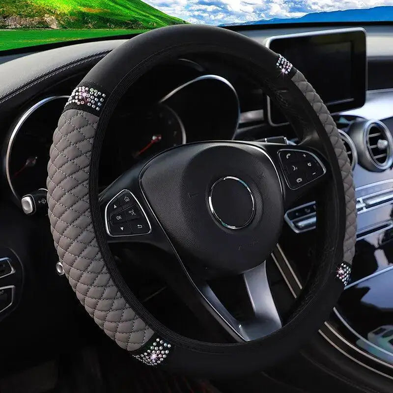 Diamond Encrusted Leather Steering Wheel Cover For Cars