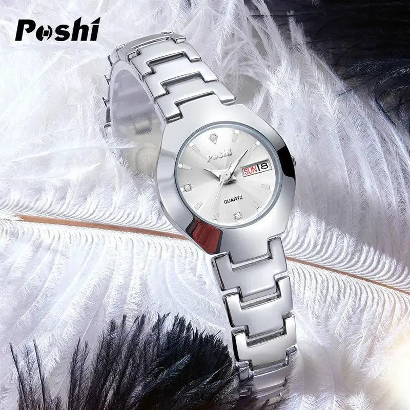 Poshi Women's Swiss Stainless Steel Watch With Date Display