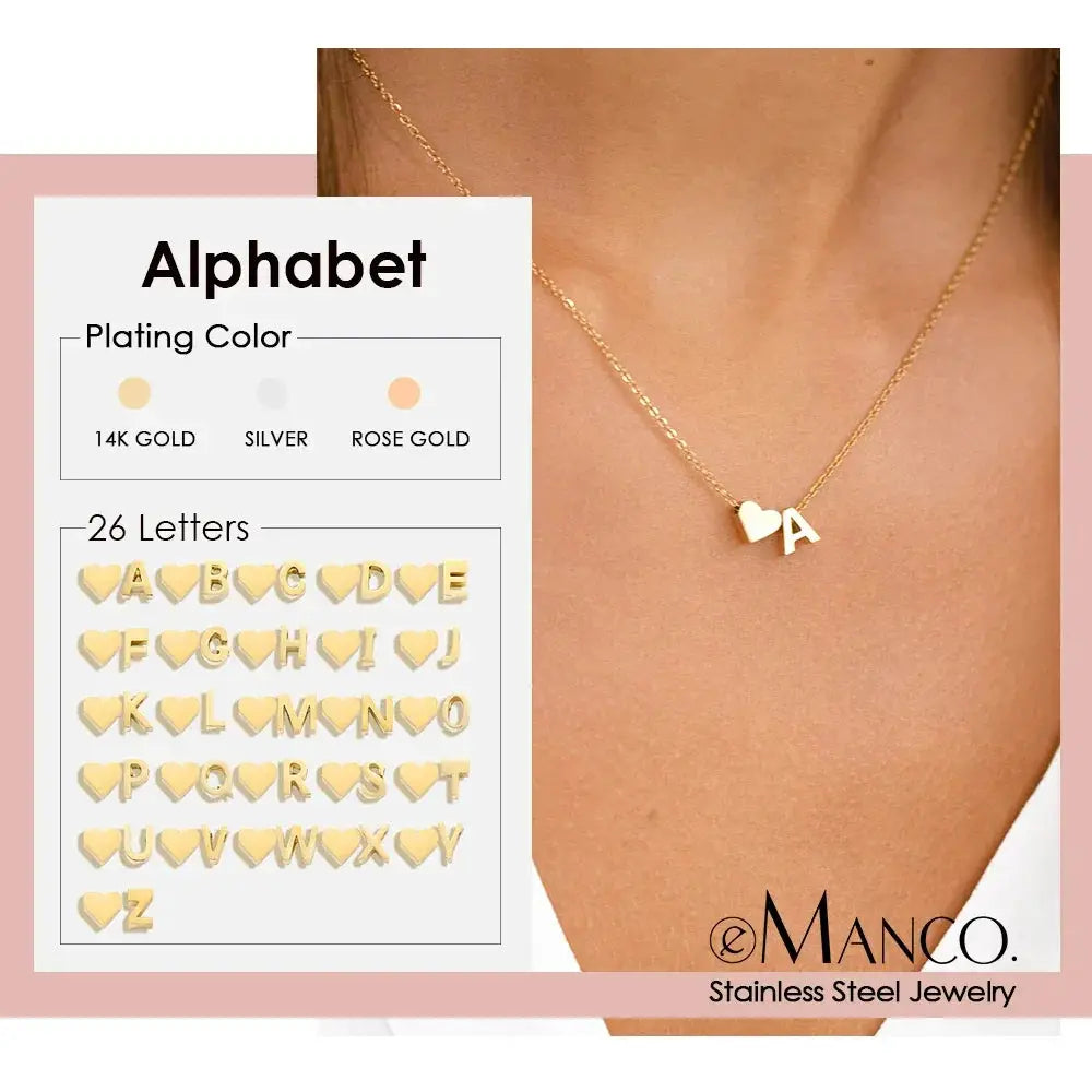 Emanco 6mm Heart Dainty Initial DIY Necklace Gold Color