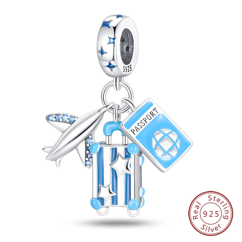 Sterling Silver Colorful Travel Luggage