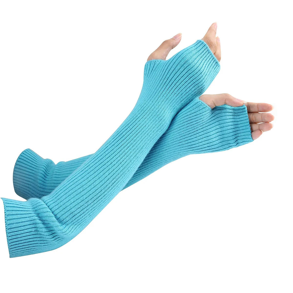 Long Fingerless Knit Arm Warmers