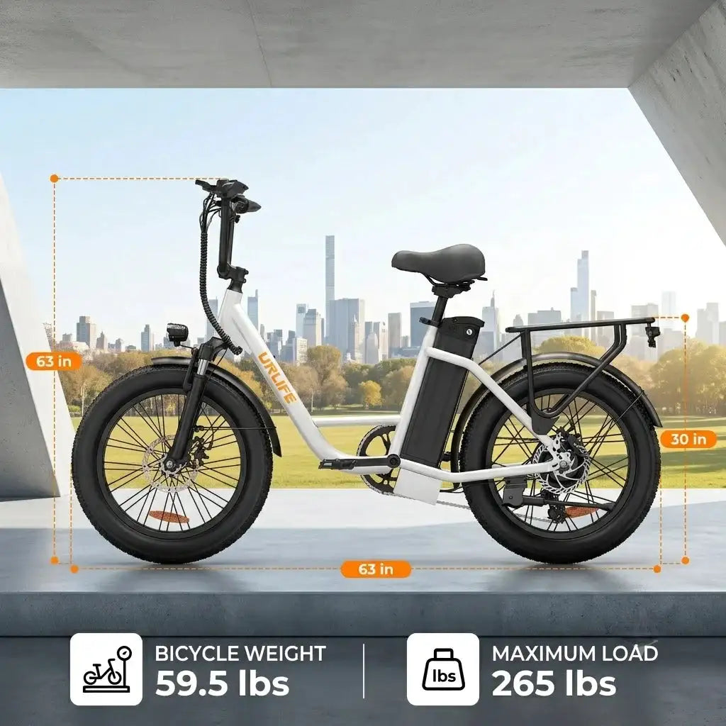 F66 20x3 Fat Tire Electric Bike with 500W Motor 48V 13Ah Removable Battery 80Miles Range Hydraulic Disc Brakes Full Suspension 7 Speed Gears Perfect for Scenic Weekend Camping Daily Commuting and Off Road Adventures