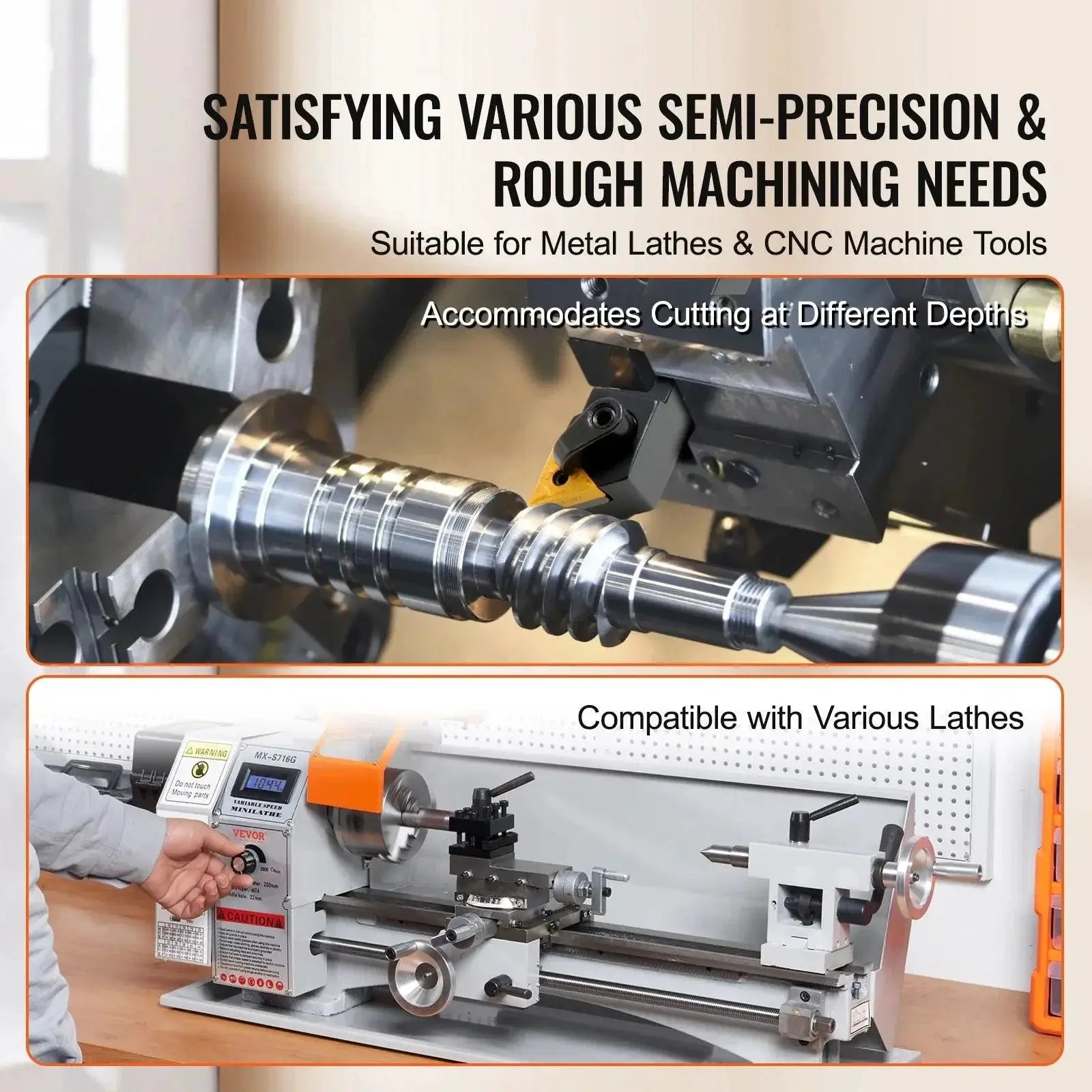 VEVOR Indexable Lathe Tool Holder Set 3 4 7 Pcs Case Kit