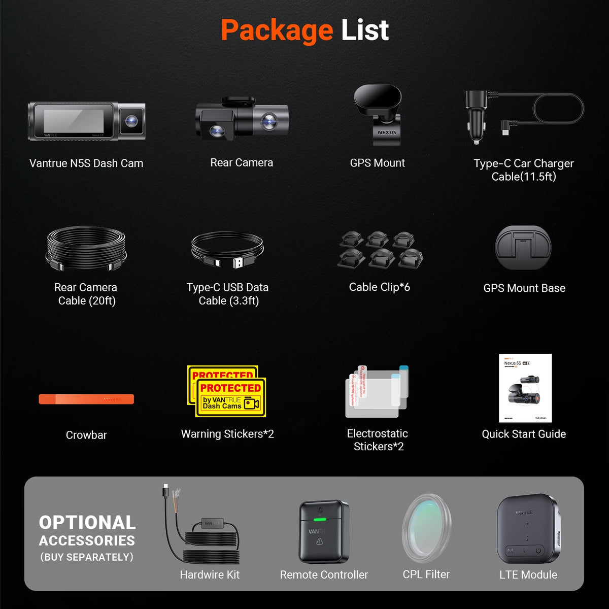 Vantrue DashCam Channel WiFi Degree STARVIS IR Night Vision LTE — product view 6