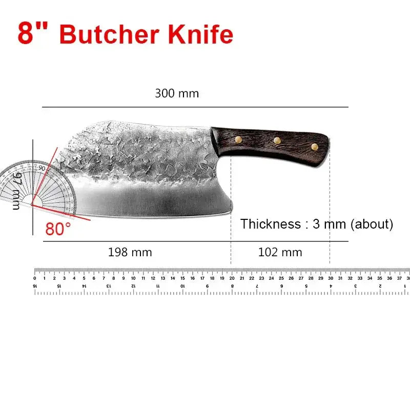 Artisan High Carbon Chef Cleaver Traditional Butcher Knife - OurLum.com