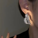 Elegant Luxury Zircon Flower Stud Earrings For Women Jewelry