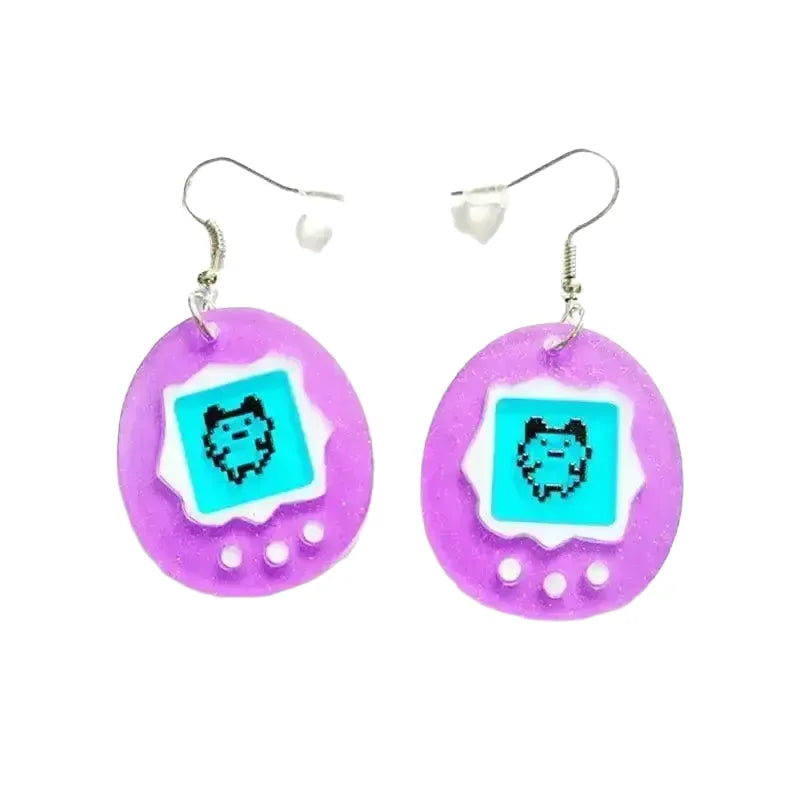 Women's Lightweight Purple Egg Earrings — As shown